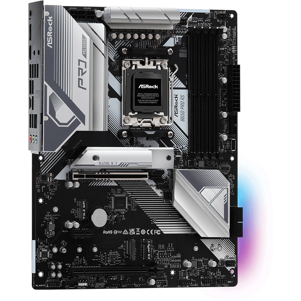 Матплата ASRock B650 Pro RS, AM5,ATX, 4DDR-5, 2xPCI-Ex16, 4SATA, 3xM.2, HDMI, DP, 16USB
