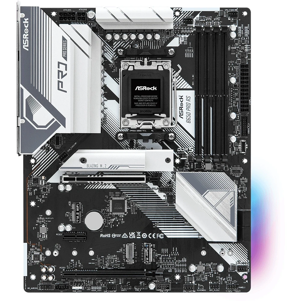 Матплата ASRock B650 Pro RS, AM5,ATX, 4DDR-5, 2xPCI-Ex16, 4SATA, 3xM.2, HDMI, DP, 16USB — 2