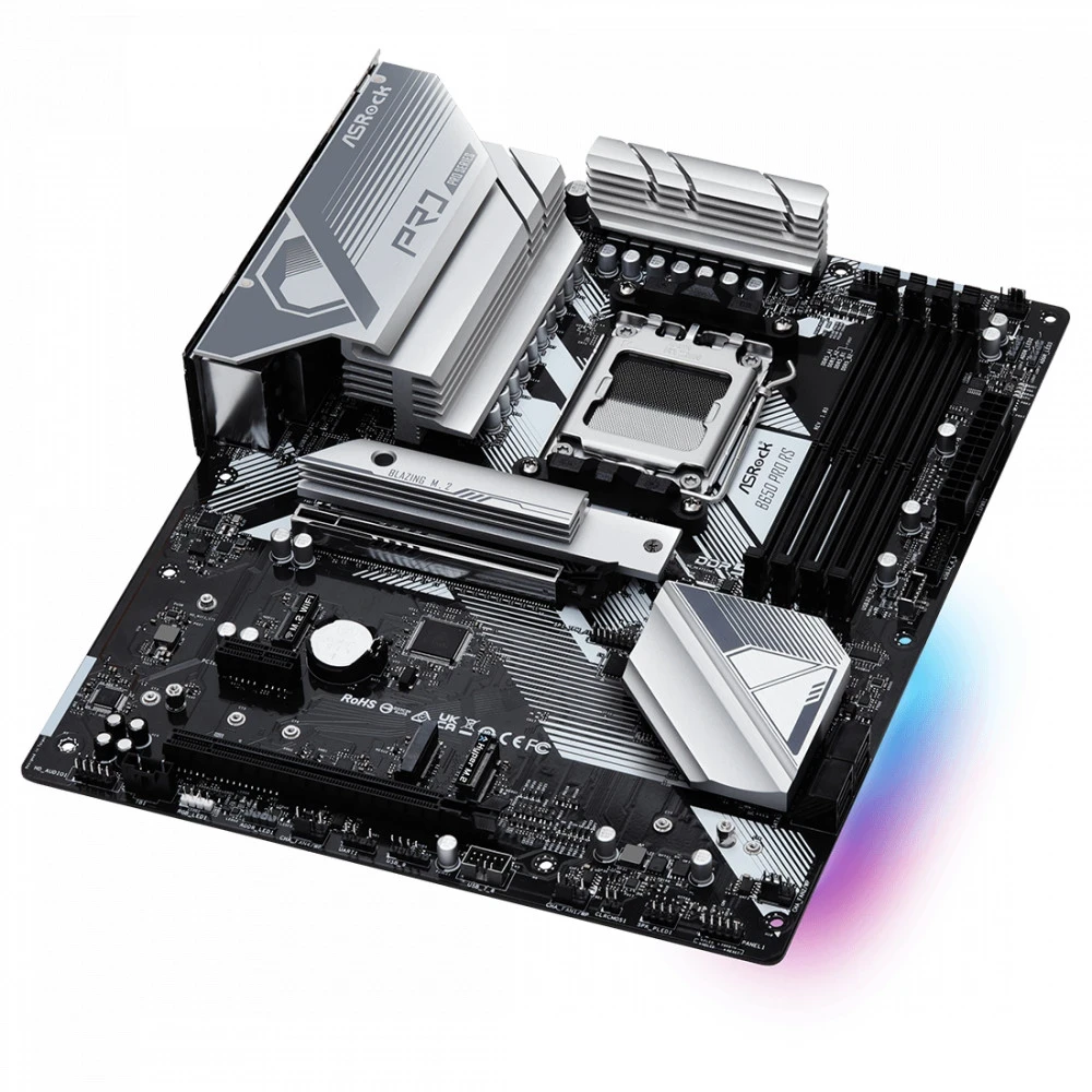 Матплата ASRock B650 Pro RS, AM5,ATX, 4DDR-5, 2xPCI-Ex16, 4SATA, 3xM.2, HDMI, DP, 16USB — 3