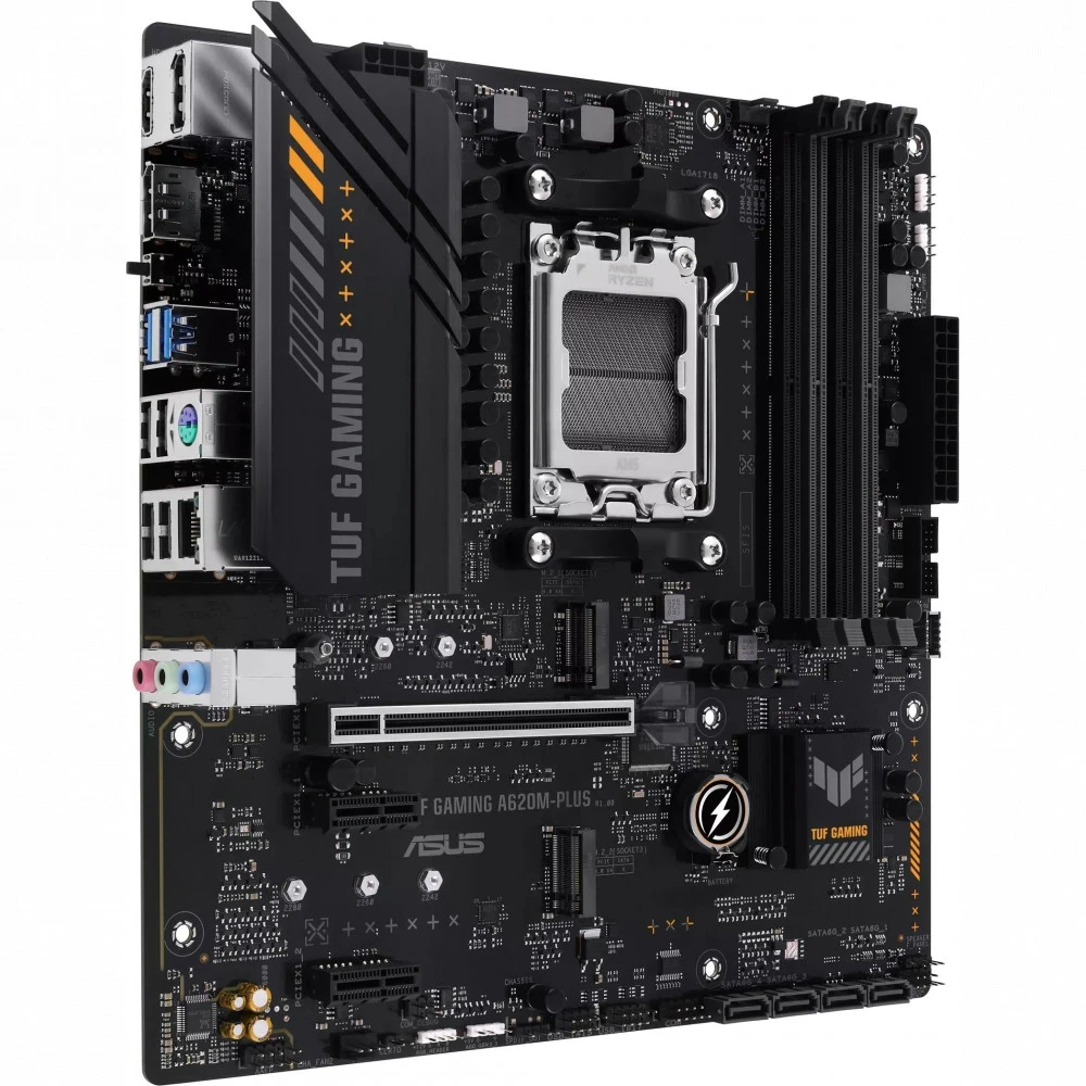 Матплата Asus TUF Gaming A620M-Plus, AM5, mATX, 4DDR-5, 1хPCI-Ex16, 4SATA, 2xM.2, HDMI, DP, 10USB