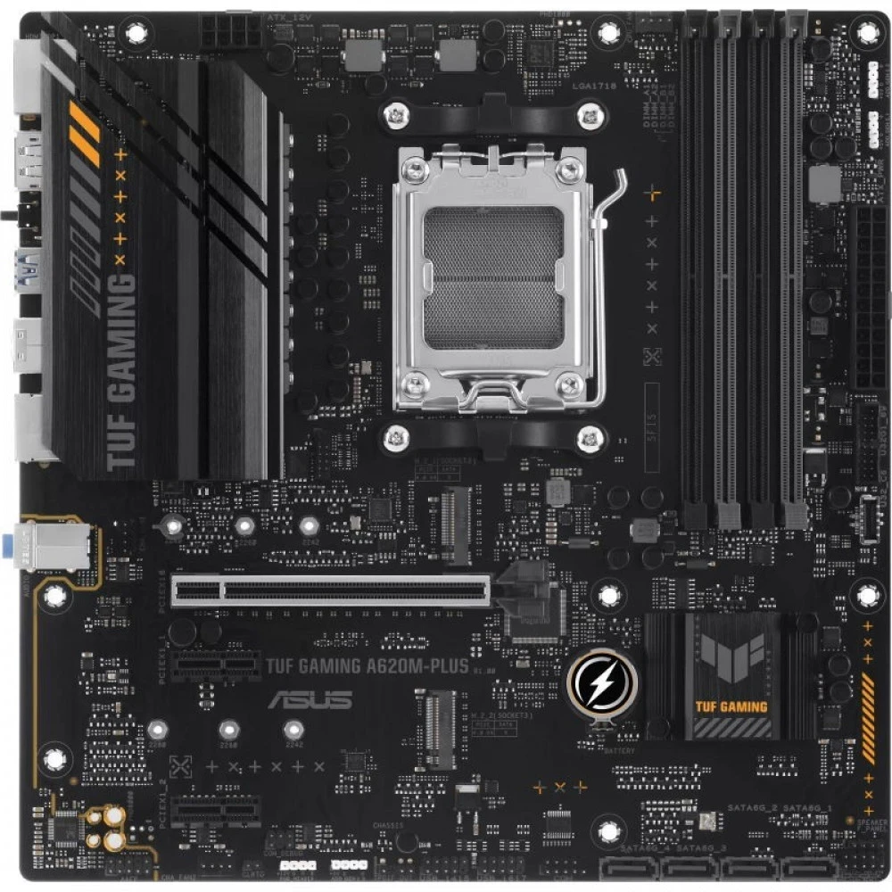 Матплата Asus TUF Gaming A620M-Plus, AM5, mATX, 4DDR-5, 1хPCI-Ex16, 4SATA, 2xM.2, HDMI, DP, 10USB — 2