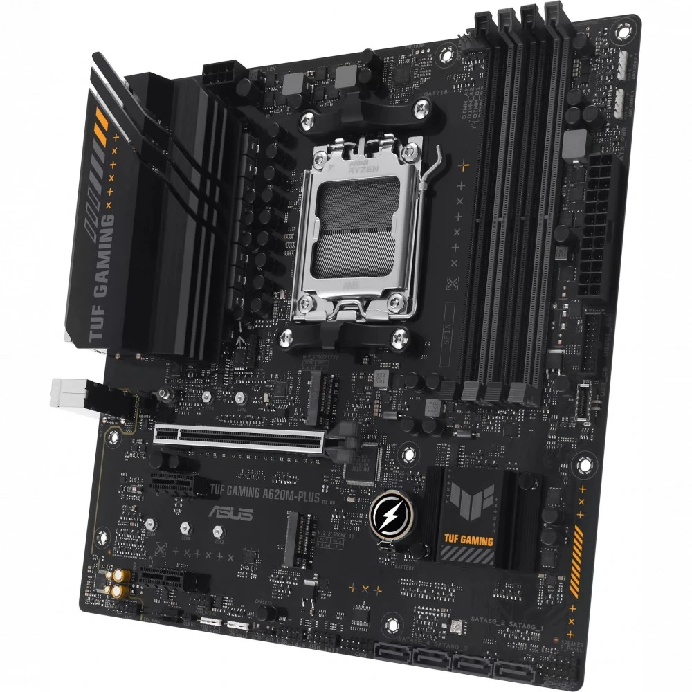 Матплата Asus TUF Gaming A620M-Plus, AM5, mATX, 4DDR-5, 1хPCI-Ex16, 4SATA, 2xM.2, HDMI, DP, 10USB — 3