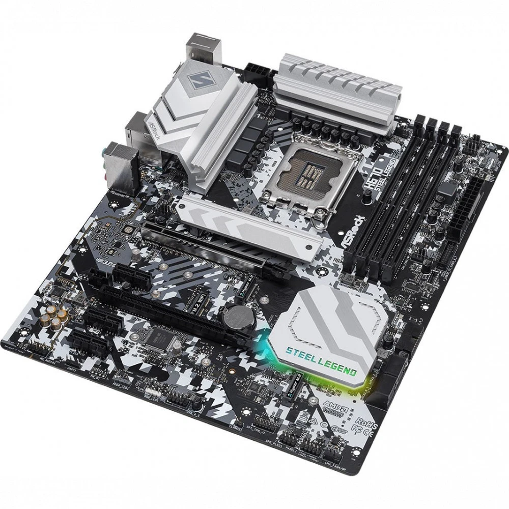Матплата ASRock H670 Steel Legend, iH670, S1700, ATX, 4DDR-4, 2xPCI-Ex16, 4SATA, 3xM.2,HDMI,DP,15USB — 3