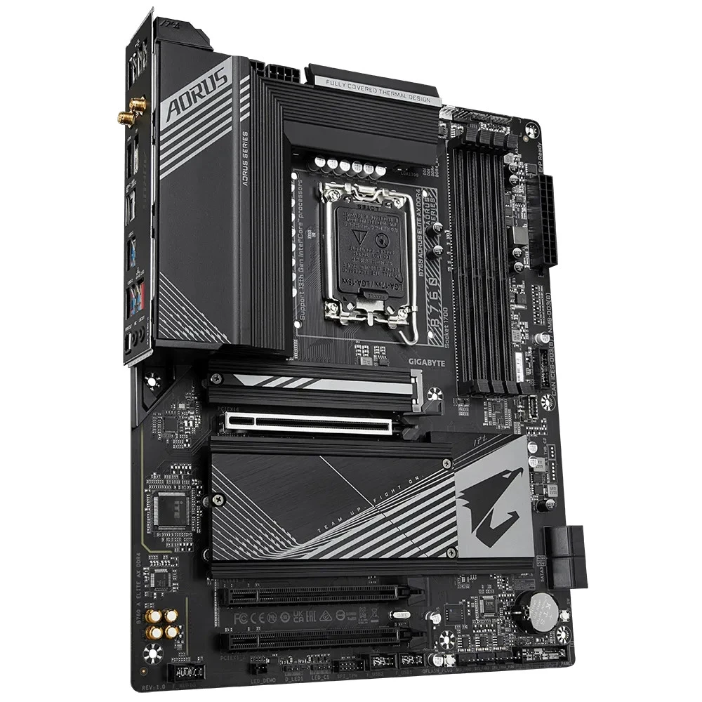 Матплата Gigabyte B760 Aorus Elite AX, iB760, S1700, ATX,4DDR-5,3xPCI-Ex16,4SATA,3xM.2,HDMI,DP,17USB — 2