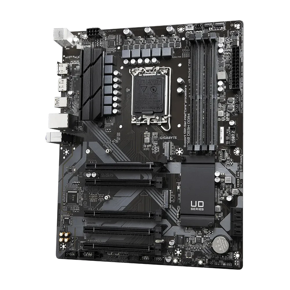 Матплата Gigabyte B760 DS3H DDR4, iB760, S1700, ATX, 4DDR-4, 5xPCI-Ex16, 4SATA, 2xM.2, HDMI,DP,13USB — 3