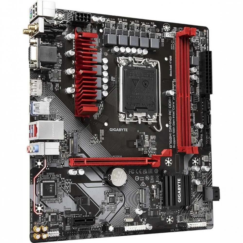 Матплата Gigabyte B760M Gam AC DDR4,iB760,S1700,mATX,2DDR-4,1xPCI-Ex16,4SATA,2xM.2,VGA,HDMI,DP,9USB