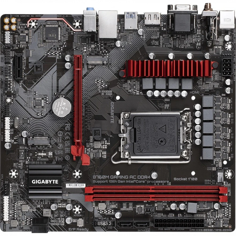 Матплата Gigabyte B760M Gam AC DDR4,iB760,S1700,mATX,2DDR-4,1xPCI-Ex16,4SATA,2xM.2,VGA,HDMI,DP,9USB — 2