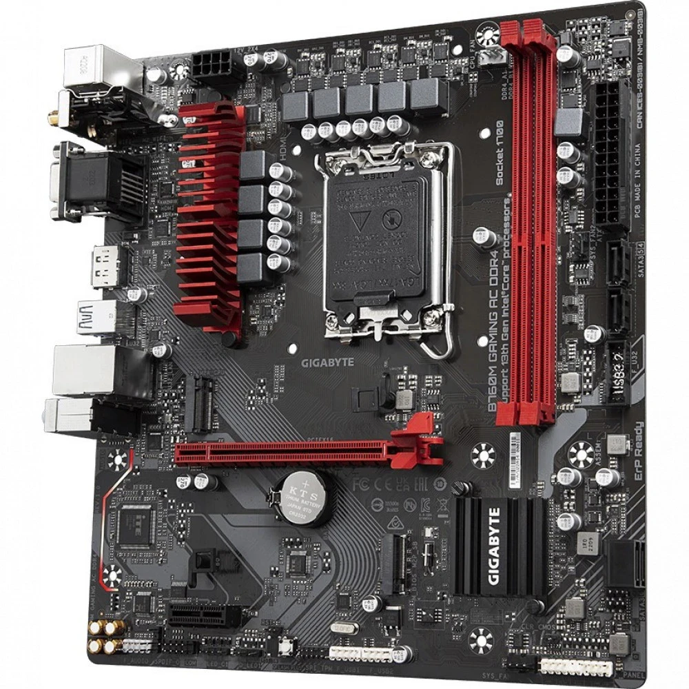 Матплата Gigabyte B760M Gam AC DDR4,iB760,S1700,mATX,2DDR-4,1xPCI-Ex16,4SATA,2xM.2,VGA,HDMI,DP,9USB — 3