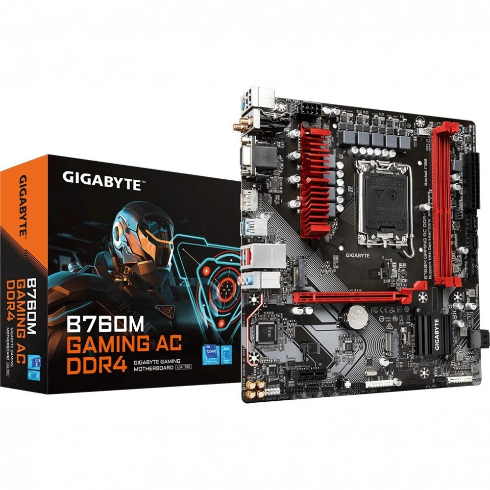 Матплата Gigabyte B760M Gam AC DDR4,iB760,S1700,mATX,2DDR-4,1xPCI-Ex16,4SATA,2xM.2,VGA,HDMI,DP,9USB — 5