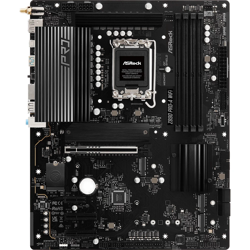 Матплата ASRock Z890 Pro-A WiFi, iZ890, S1851, ATX, 4DDR-5, 1хPCI-Ex16, 4SATA,4xM.2,HDMI,DP,TB,18USB