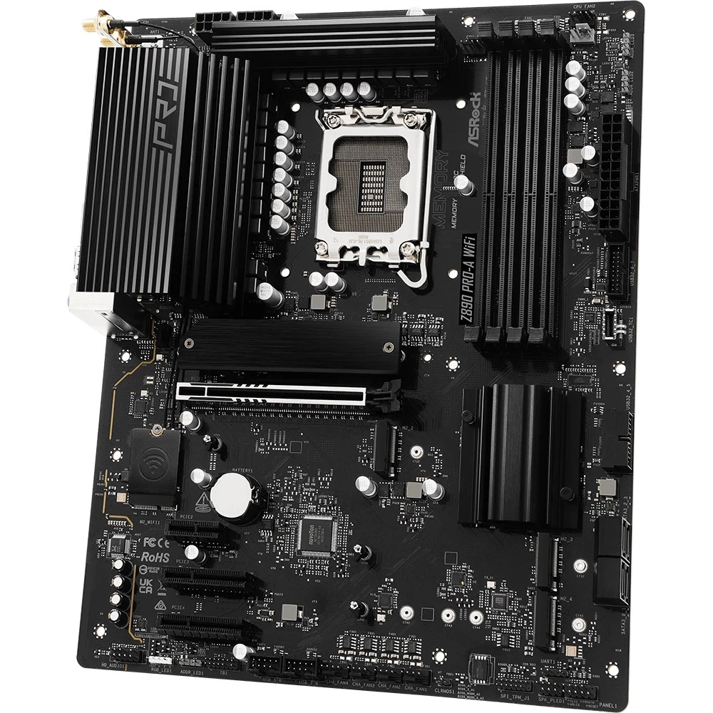 Матплата ASRock Z890 Pro-A WiFi, iZ890, S1851, ATX, 4DDR-5, 1хPCI-Ex16, 4SATA,4xM.2,HDMI,DP,TB,18USB — 3