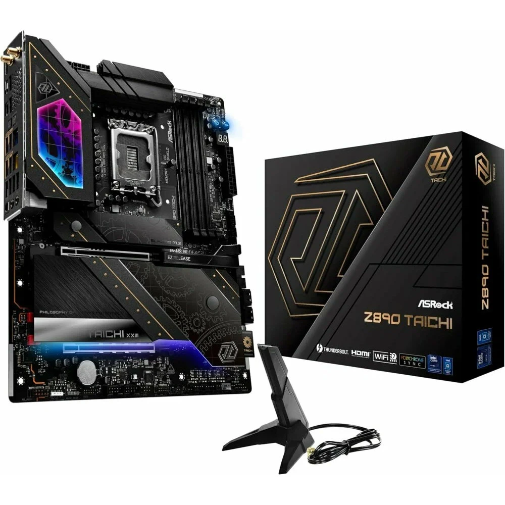 Матплата ASRock Z890 Taichi, iZ890, S1851, ATX, 4DDR-5, 2хPCI-Ex16, 4SATA, 6xM.2, HDMI, 2xTB, 21USB