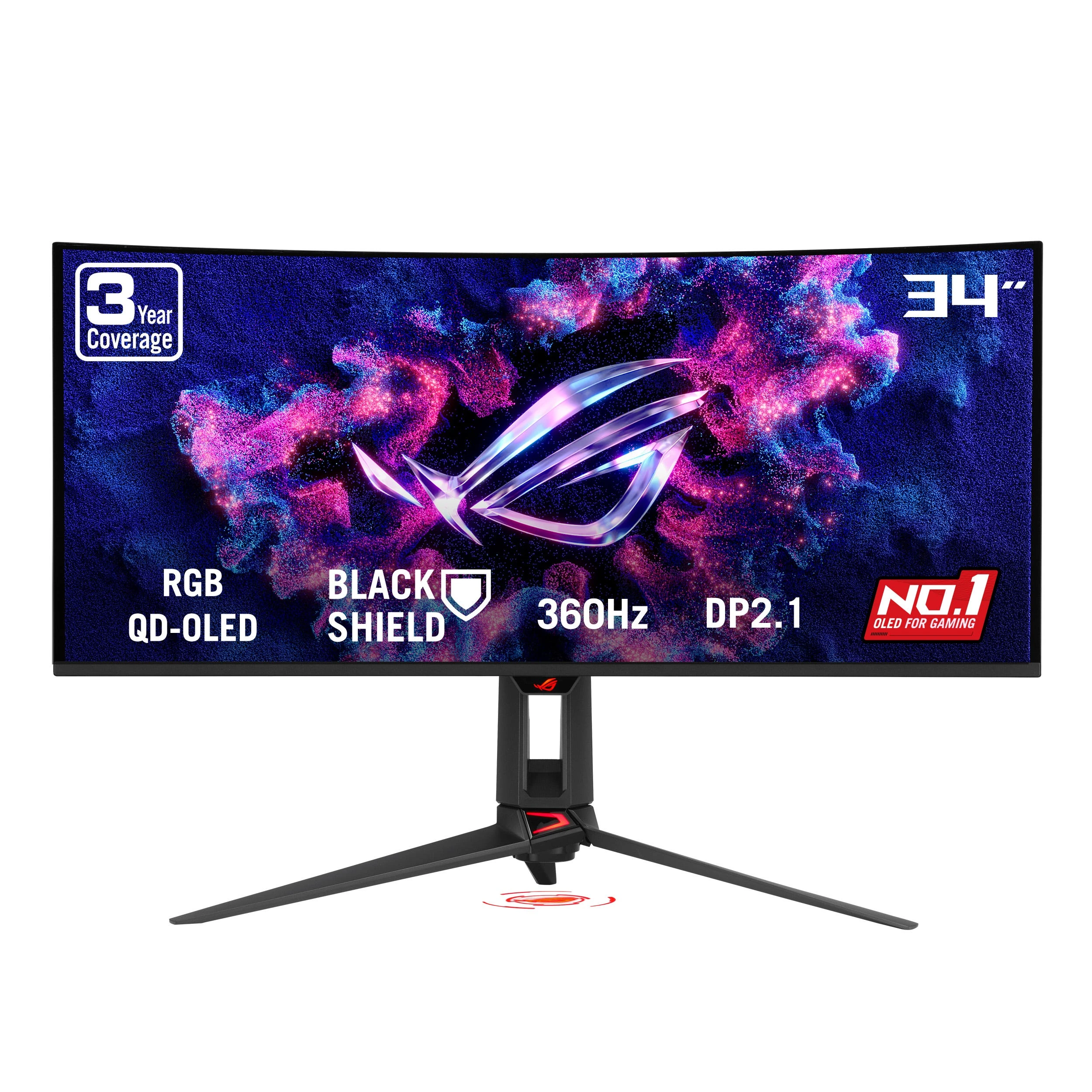 Монитор 34" Asus ROG Swift PG34WCDN, Black, OLED, 3440x1440@360Hz,1300кд/м2,0.03ms,USB,USB-C,HDMI,DP