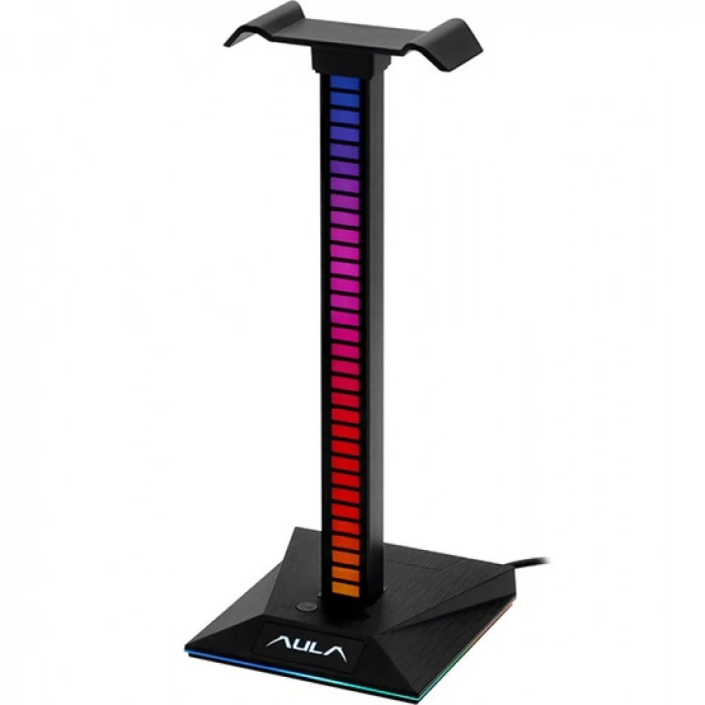 Подставка для наушников Aula Wind F65, 3.5mm jack, USB, USB Type-C, RGB, Black