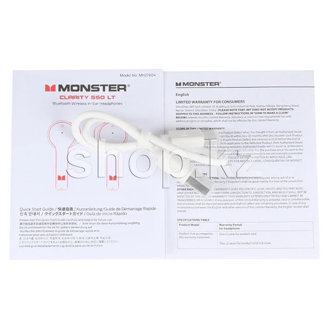Bluetooth гарнитура Monster Clarity 550 LT, BT 5.0, White — 4