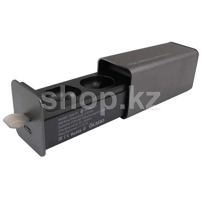 Bluetooth гарнитура Olmio TWE-01, 20Hz-20kHz, 16 Om, BT 5.0, Black — 2
