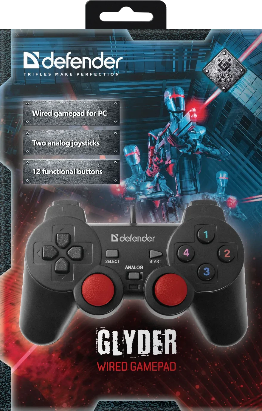 Геймпад Defender Glyder, Vibration, 12 кнопок, 4-поз джойстик, 2 D-Pad, USB — 4