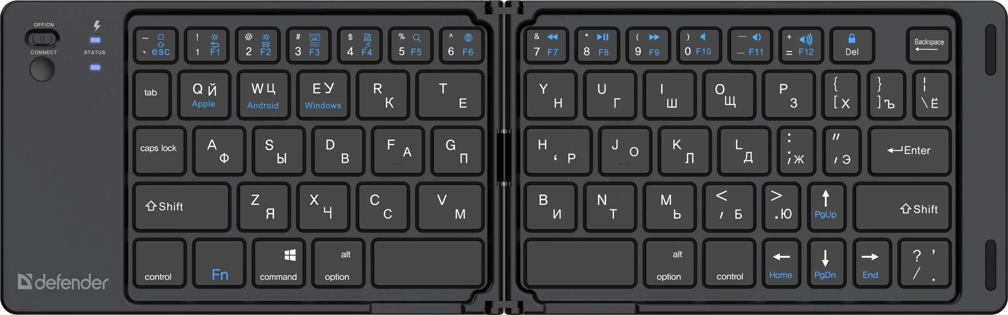 Клавиатура Defender Enigma SB-094, Black, Wireless, Multimedia, 150 мАч, складная, Bluetooth