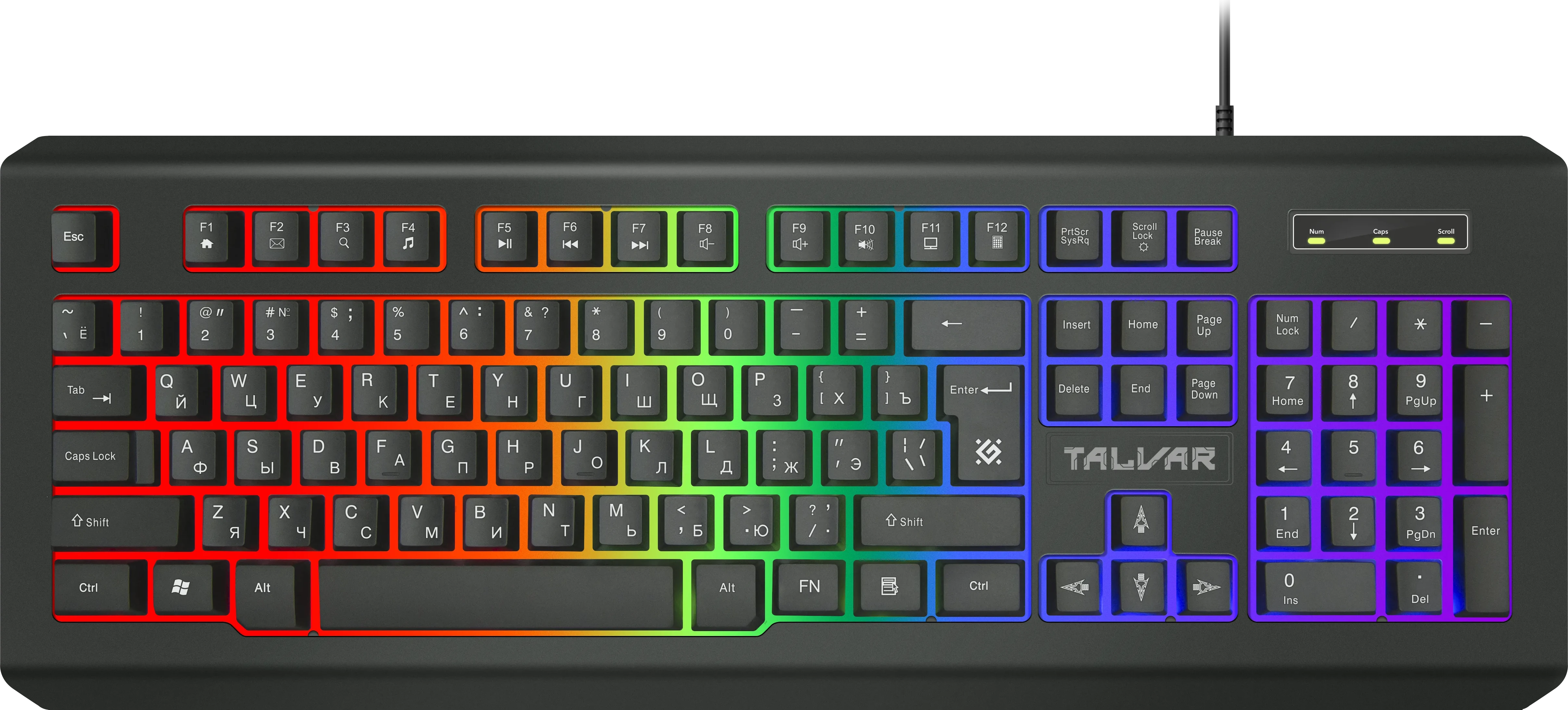 Клавиатура Defender Talvar GK-558, Wired, Multimedia, RGB-backlight, Black, USB