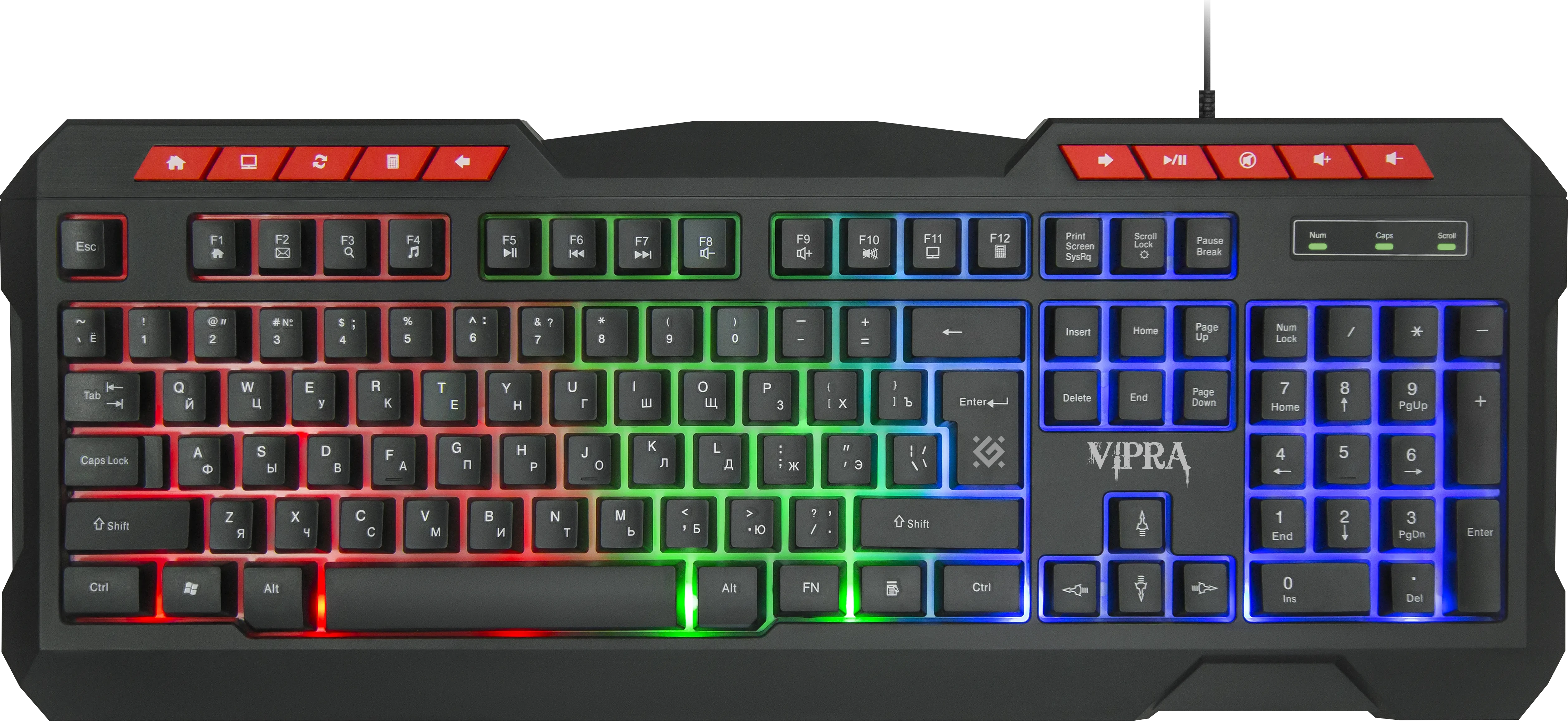 Клавиатура Defender Vipra GK-586, Wired, Multimedia, Black, USB