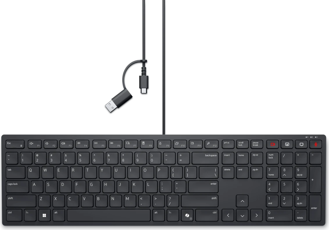 Клавиатура Dell KB525C, Wired, Multimedia, Black, USB-C, USB