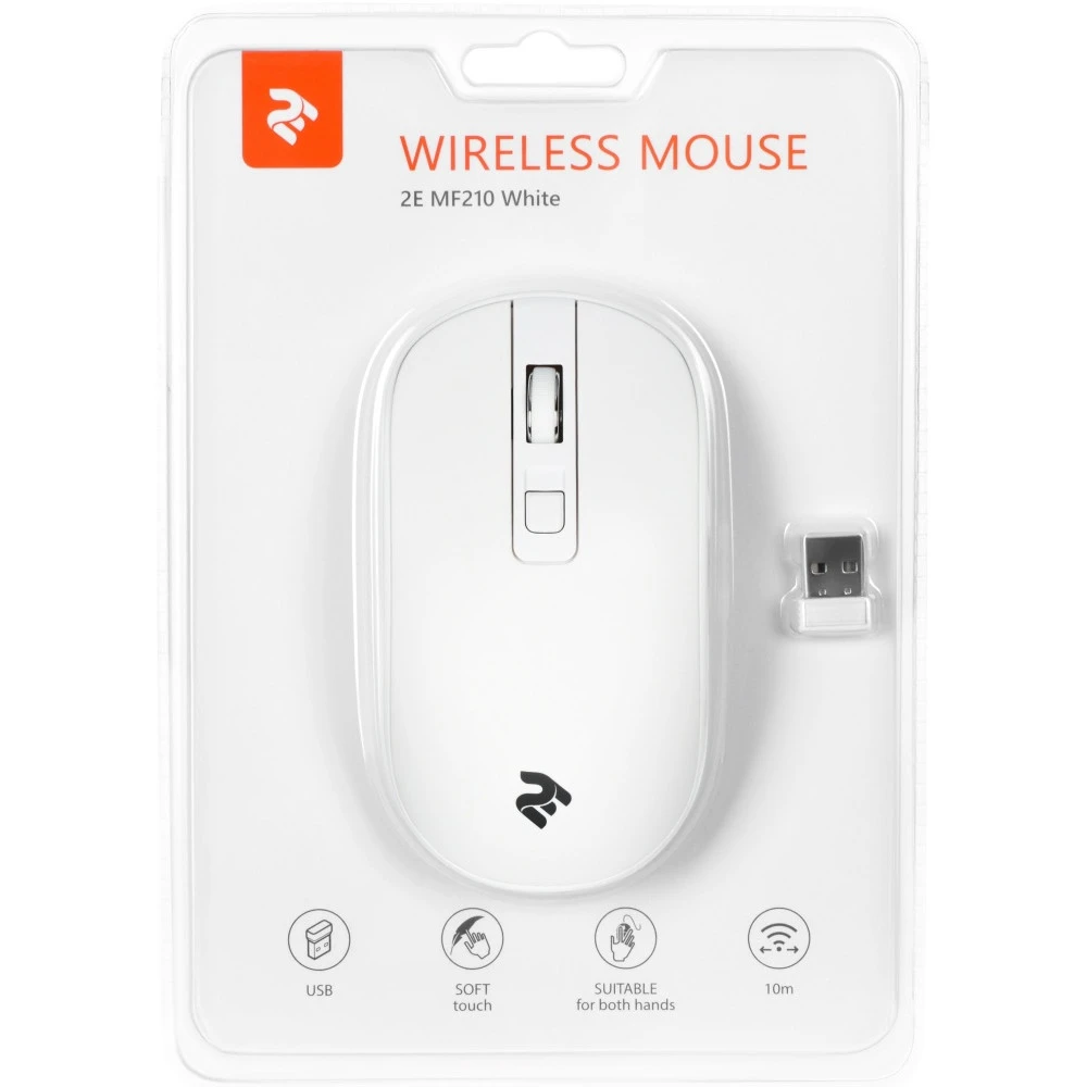 Мышь 2E MF210, White, Wireless, Optical, 1600dpi, 1 x AA,USB — 4