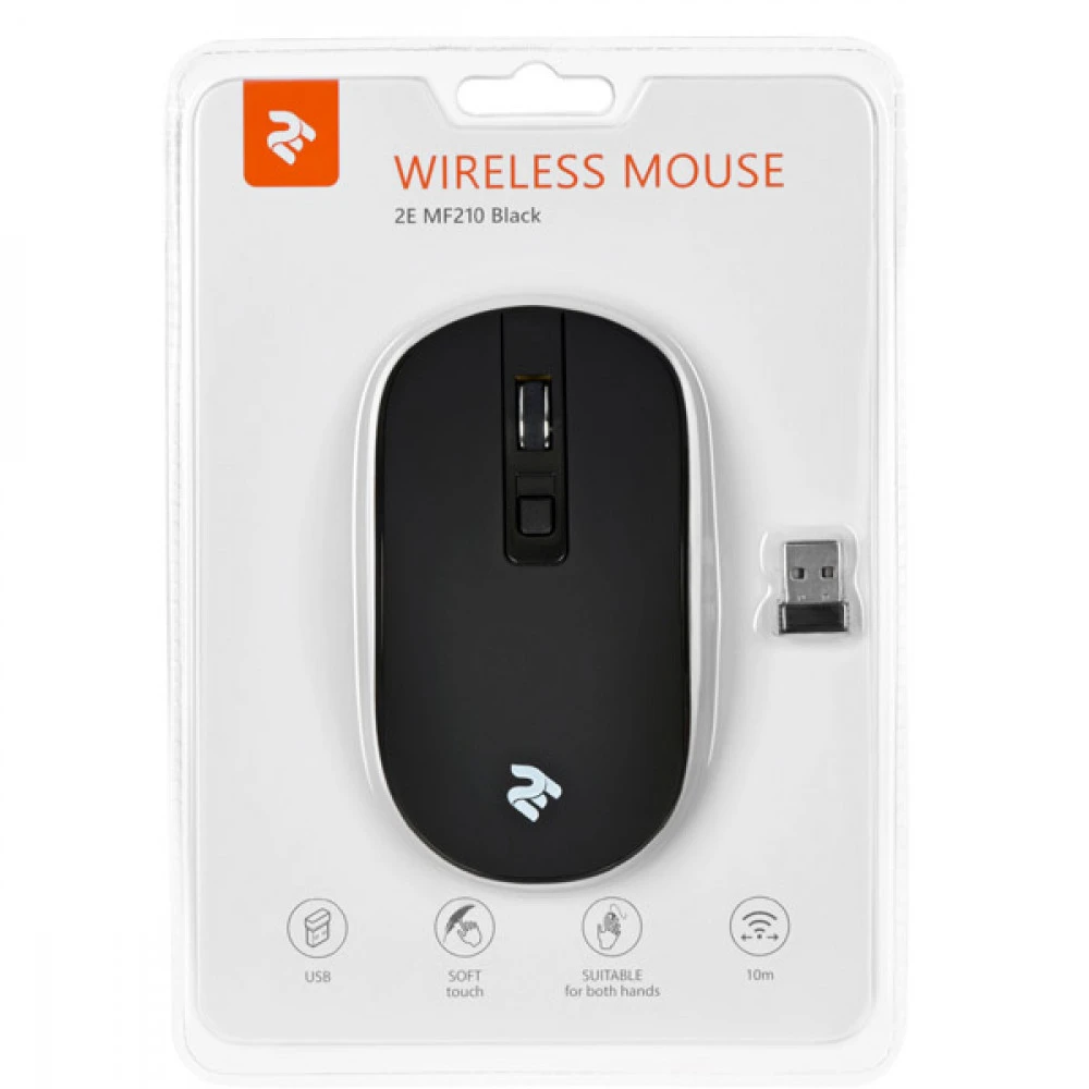 Мышь 2Е MF210, Black, Wireless, Optical, 1600dpi, AA, 2.4GHz, USB — 4