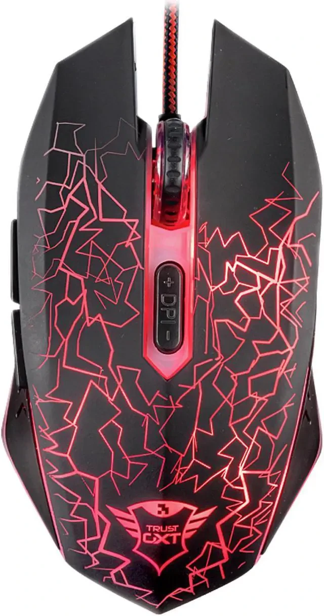 Мышь Trust GXT 105 Izza Illuminated Gaming, Black, Wired, Gaming, Optical, 2400dpi, Backlight, USB