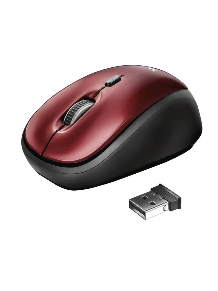 Мышь Trust Yvi, Red, Wireless, Optical, 1600dpi, 1 x AAA, USB