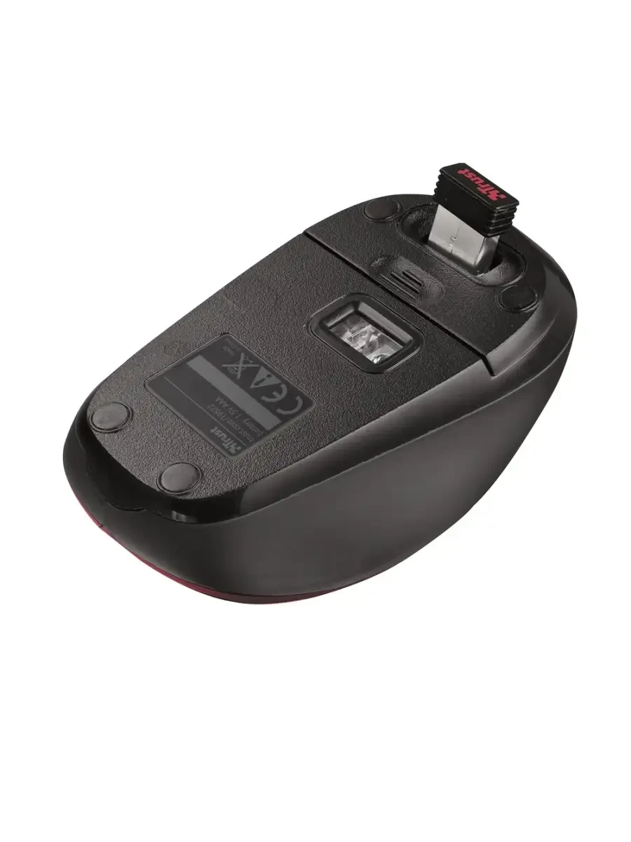Мышь Trust Yvi, Red, Wireless, Optical, 1600dpi, 1 x AAA, USB — 2