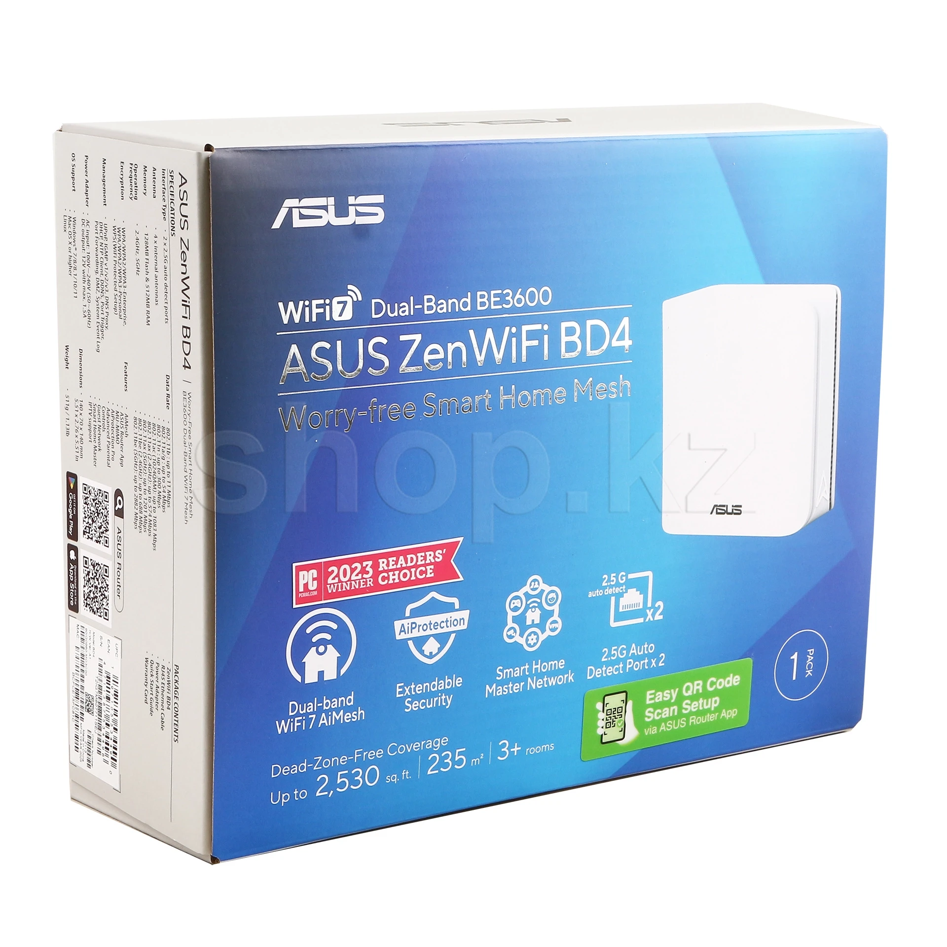 Беспроводная MESH-система ASUS ZenWiFi BD4 (1-pack),688+2882Мбит/с,802.11(a/b/g/ax),2.4/5GHz,2.5GLAN — 5