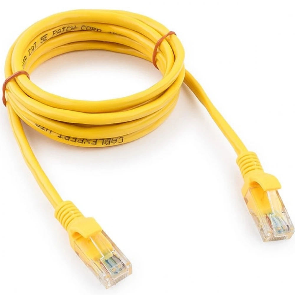 Patch cord RJ-45 5е cat Cablexpert PP10-2M/Y, UTP, 2m, OEM, Yellow — 3