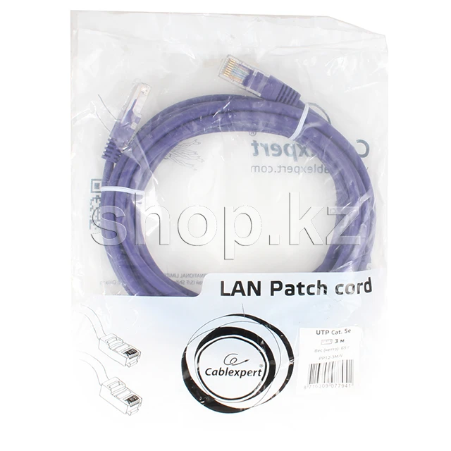 Patch cord RJ-45 5е cat Cablexpert PP12-3M/V, UTP, 3m, Violet — 2