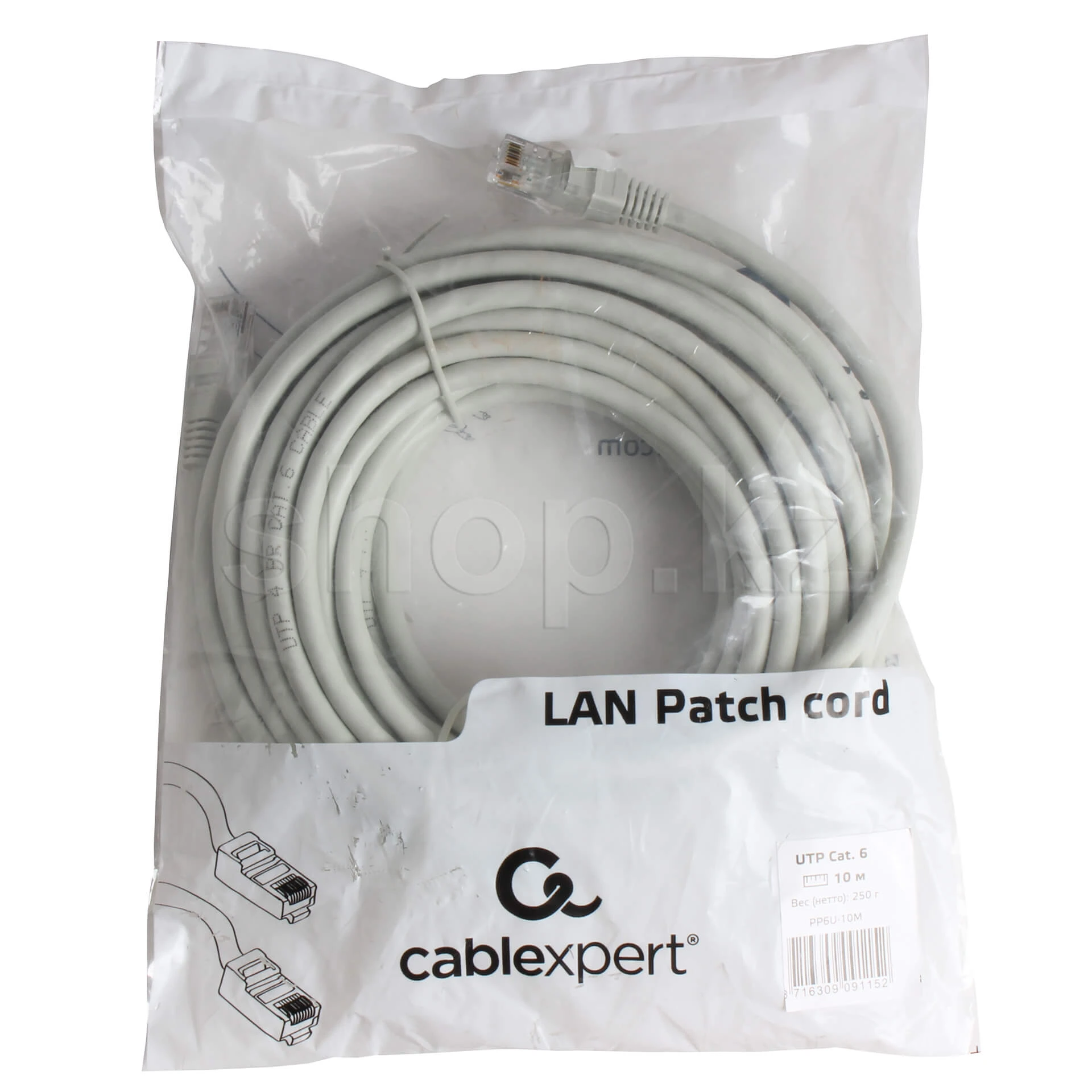 Патч-корд Patch cord RJ-45 6 cat Cablexpert PP6U-10M, UTP, 10m, Grey — 2