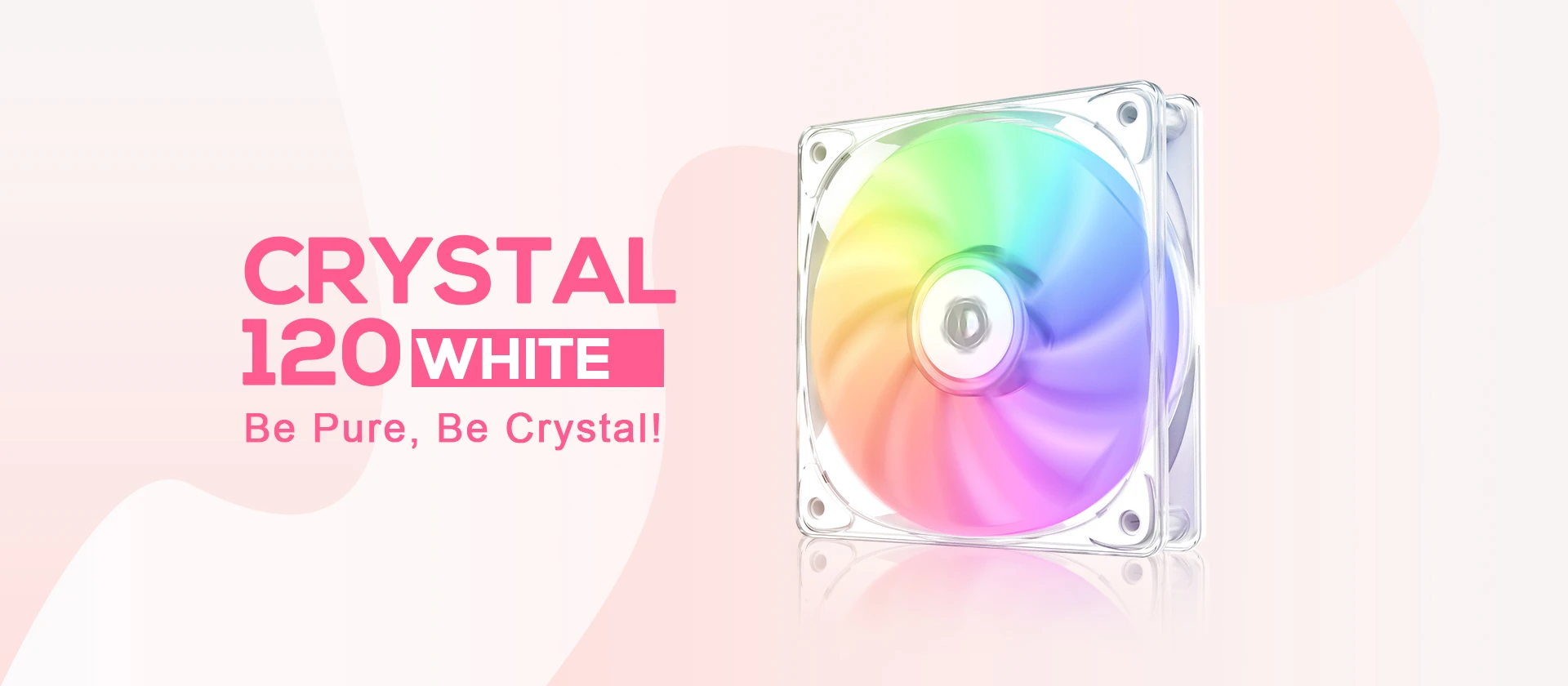 Вентилятор для корпуса ID-Cooling Crystal 120, 12cm, 4pin, 500-1500rpm, 68.2CFM, 30.5dB, White