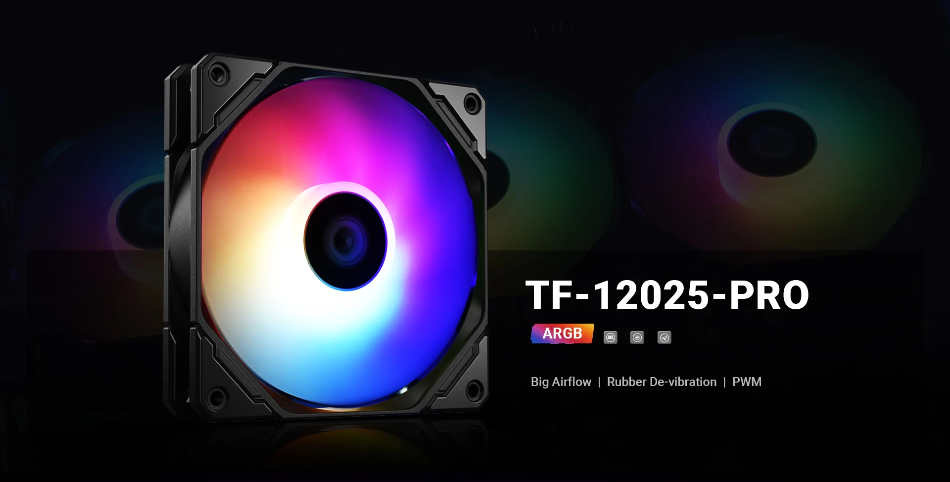 Вентилятор для корпуса ID-Cooling TF-12025-Pro ARGB, 12сm, 4pin, 500-1800 rpm, 82.5CFM, 35.2dB