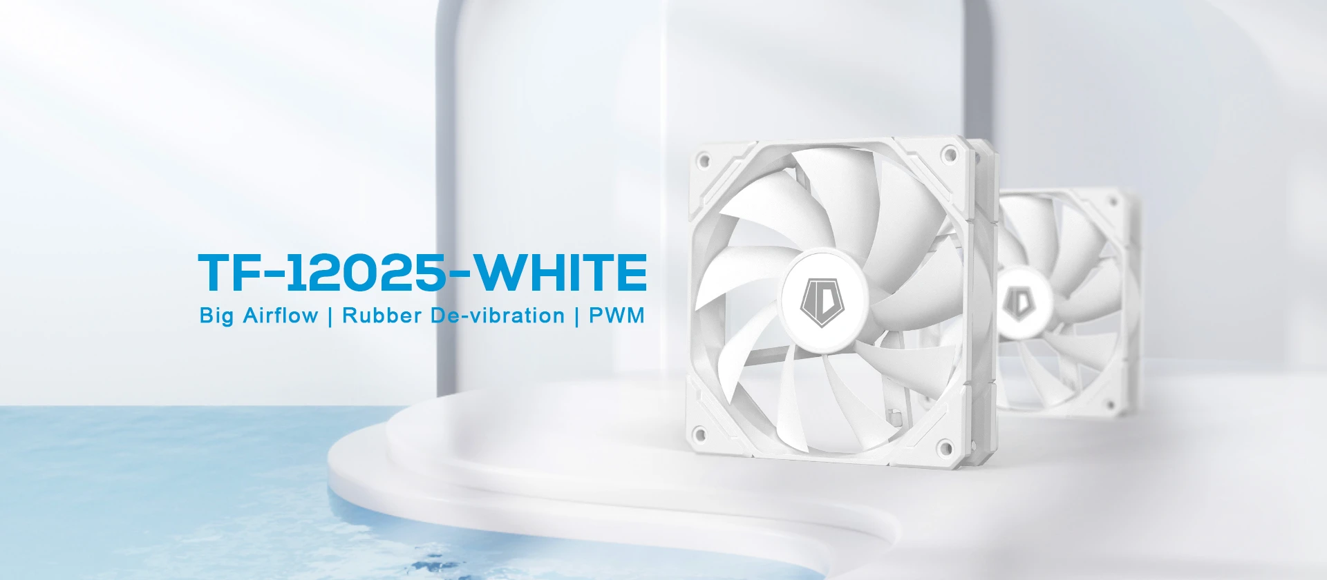 Вентилятор для корпуса ID-Cooling TF-12025-White, 12cm, 4pin, 700-1800rpm, 76.16CFM, 35.2dB, White