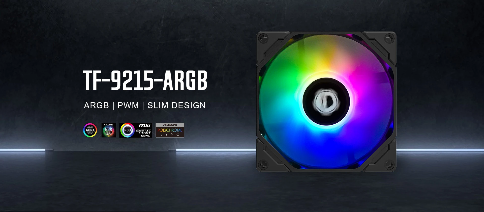 Вентилятор для корпуса ID-Cooling TF-9215 ARGB, 9.2cm, 4pin, 800-2500rpm, 44.3CFM, 33.4dB, Black