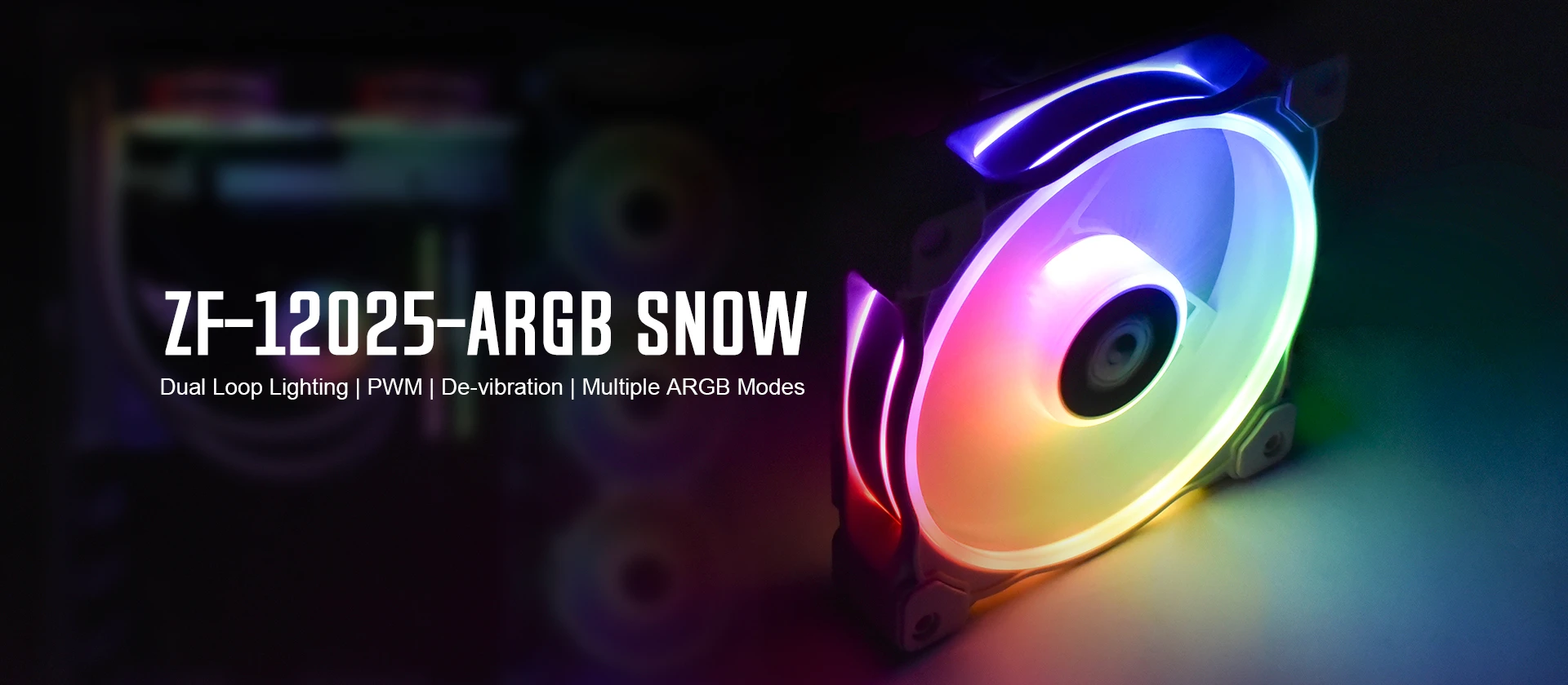 Вентилятор для корпуса ID-Cooling ZF-12025-ARGB SNOW, 12cm, 4pin, 500-1600rpm, 50.5CFM, 28.5dB,White