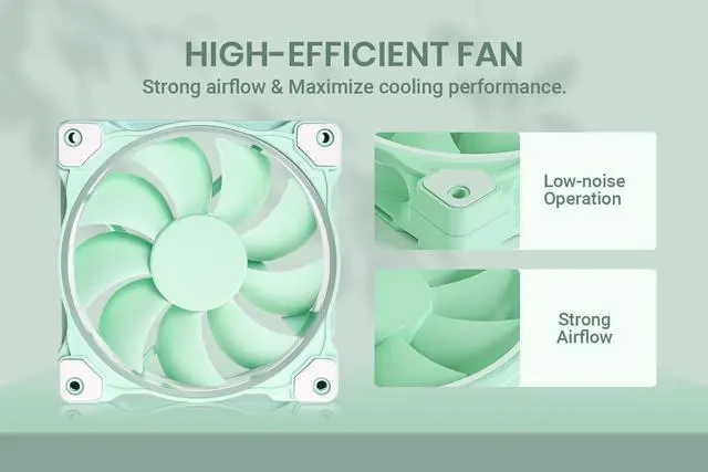 Вентилятор для корпуса ID-Cooling ZF-12025, 12cm, 4pin, 900-2000rpm, 55.2CFM, 33.5dB, Mint Green — 3