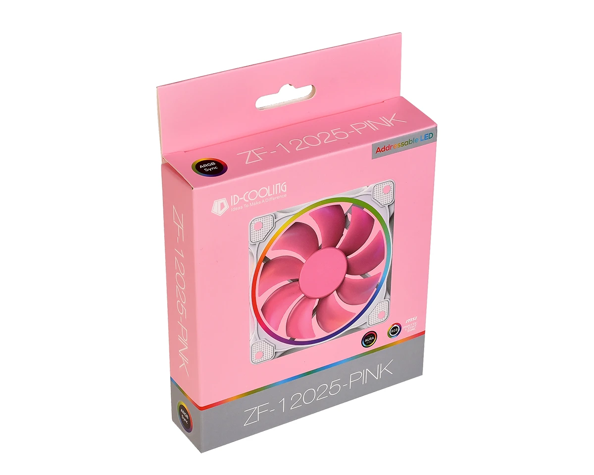 Вентилятор для корпуса ID-Cooling ZF-12025, 12cm, 4pin, 900-2000rpm, 55.2CFM, 33.5dB, Piglet Pink — 4
