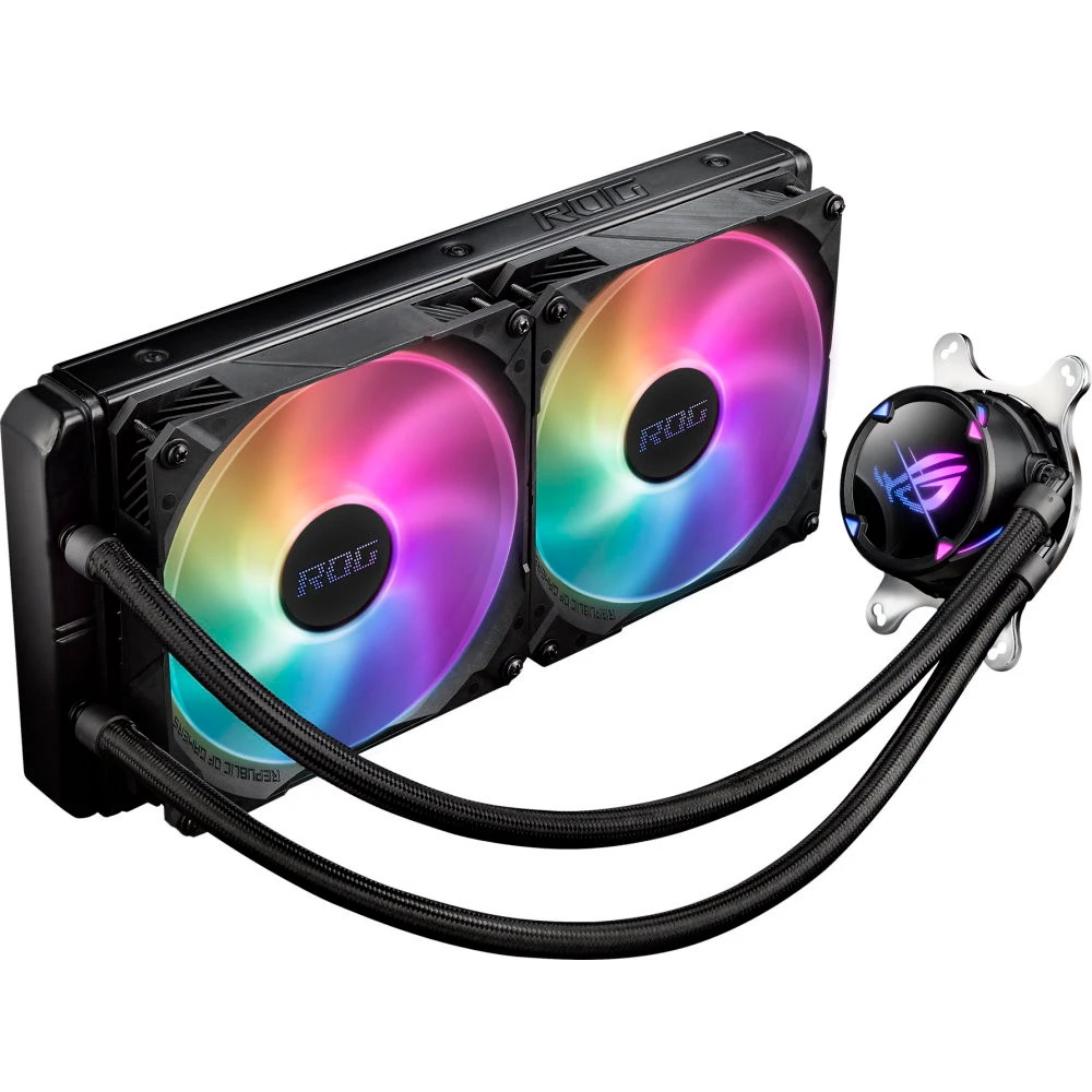 СЖО Asus ROG Strix LC II 280 ARGB, S115X/1366/2011/2066/AM4/TR4, 2x14cm,3+4pin,Al+Cu,2100rpm,35.7dB — 2