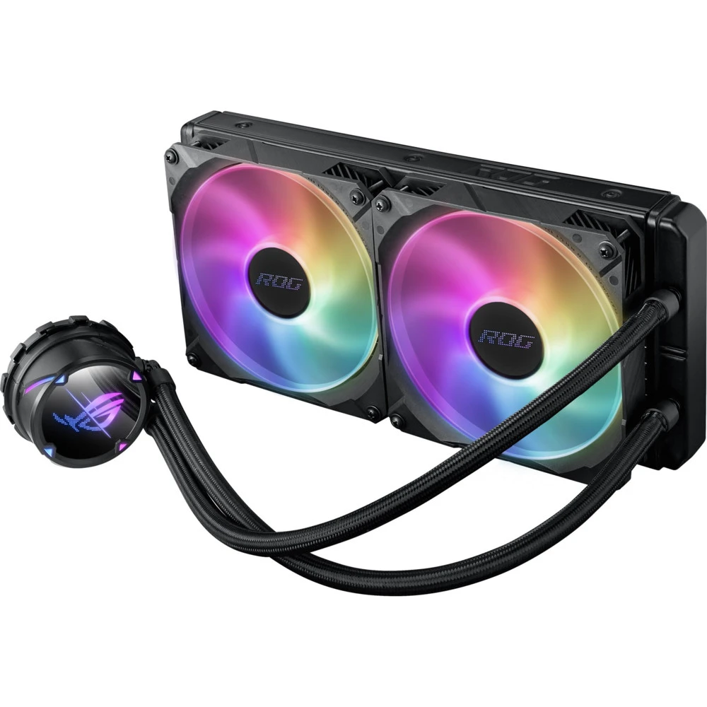 СЖО Asus ROG Strix LC II 280 ARGB, S115X/1366/2011/2066/AM4/TR4, 2x14cm,3+4pin,Al+Cu,2100rpm,35.7dB — 3