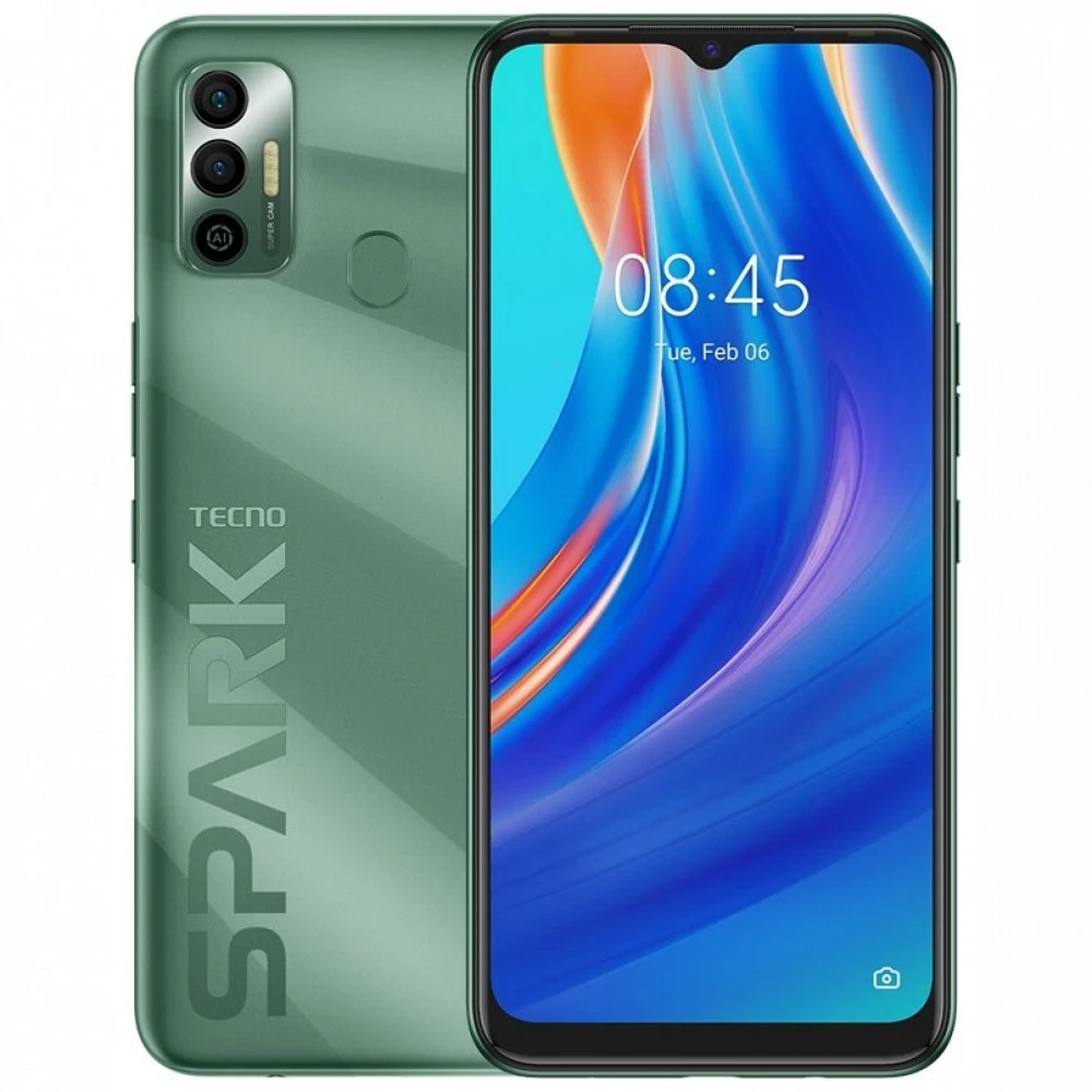 Смартфон Tecno Spark 7, A25 4/64GB, 6.5"IPS, 1600x720, BT5.0, NFC, 2xSIM+microSD, Spruce Green