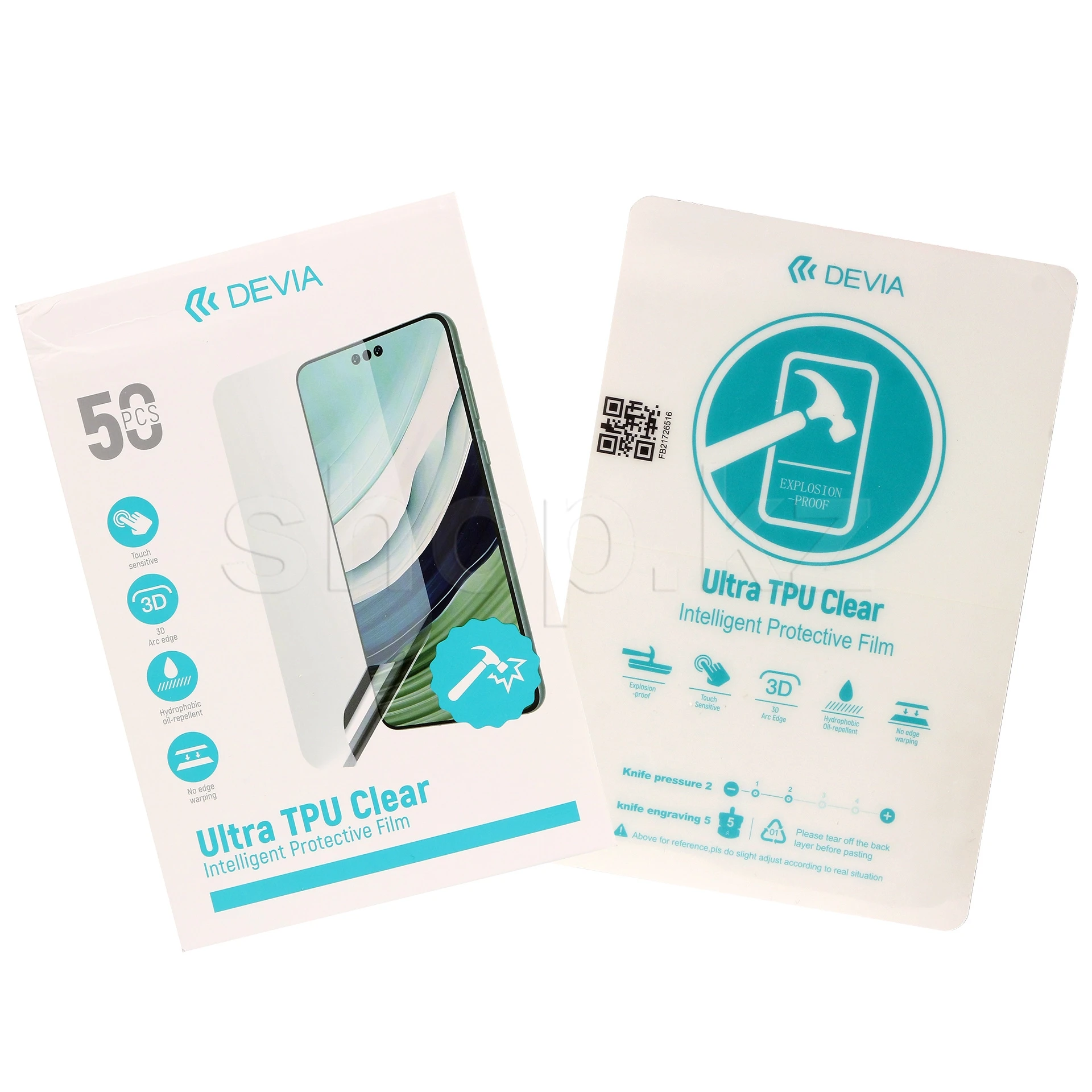 Бронепленка ТПУ Devia для смартфонов, Ultra Clear Protective Front Film, 0.15mm, глянцевая (50PCS)