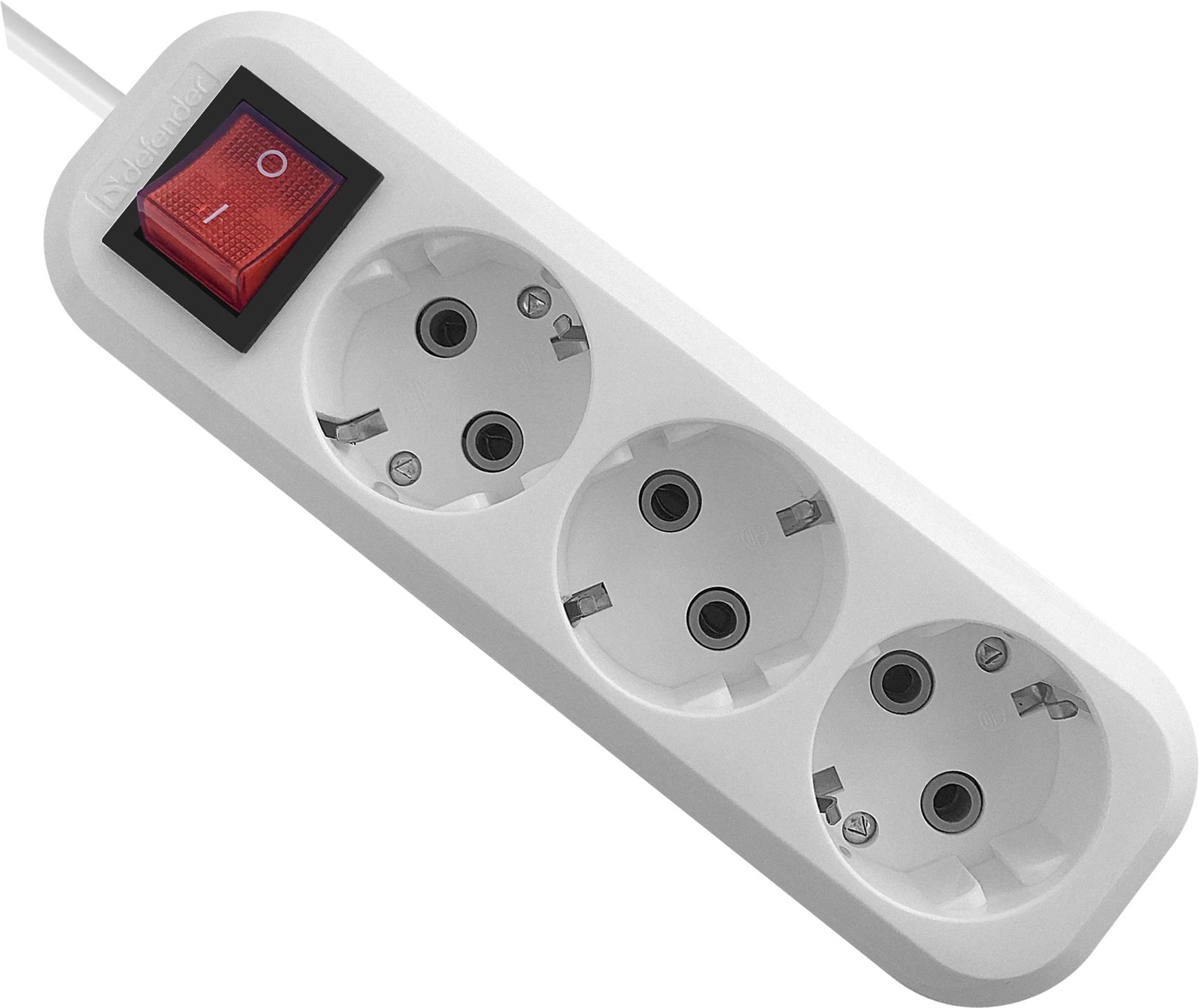 Сетевой фильтр Defender L330, 16A, 3 розетки, 5м, заземление, White