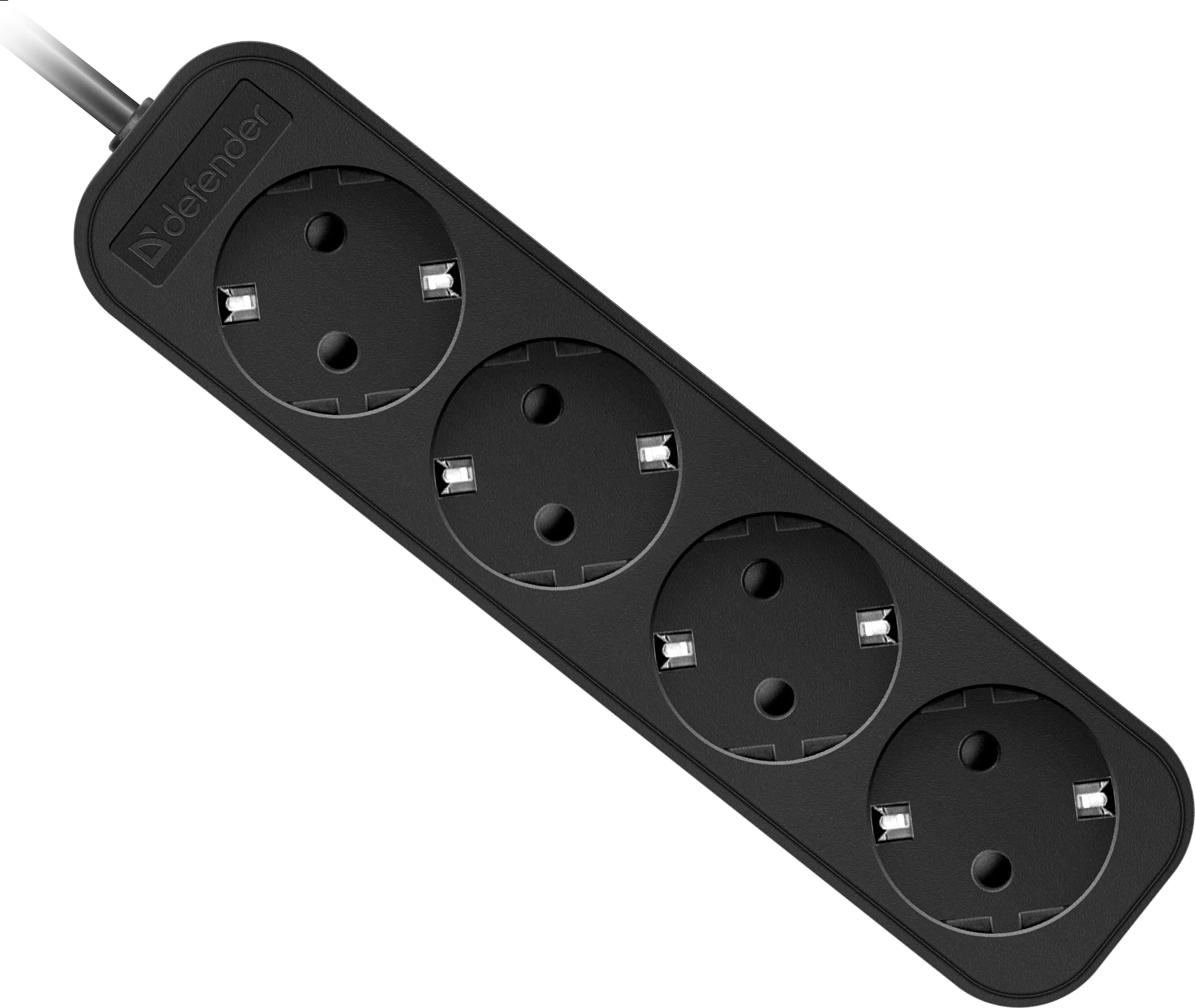 Удлинитель Defender M418, 4 розетки, 1.8м, заземление, Black