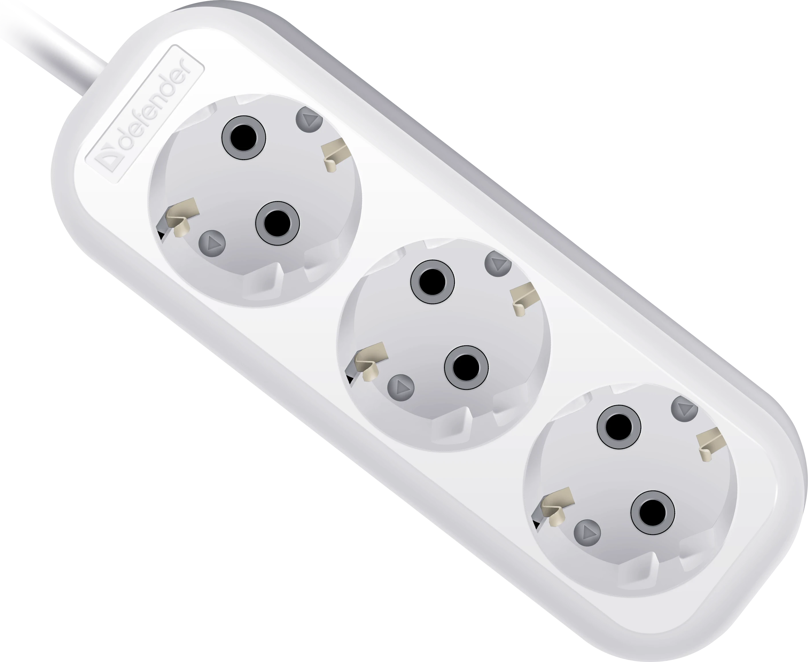 Удлинитель Defender R330, 3 розетки, 2м, заземление, White
