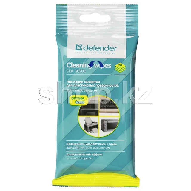 Чистящие салфетки Defender CLN 30200 Optima, 20шт, для пластиковых поверхностей