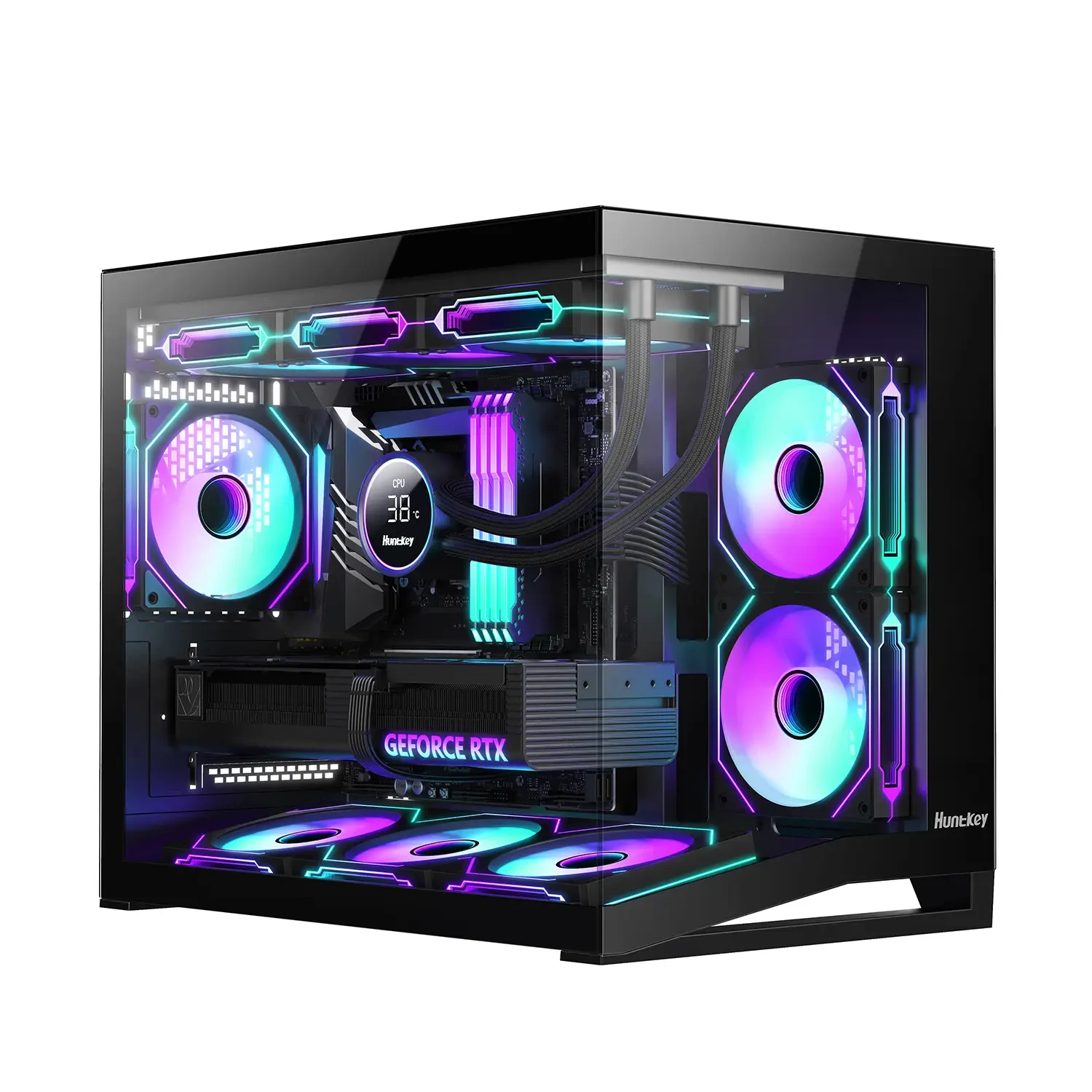 Компьютерный корпус Huntkey S960 V2 StormX, 1xUSB2.0, 1xUSB3.0, HD-Audio, mATX/Mini ITX(BTF), White